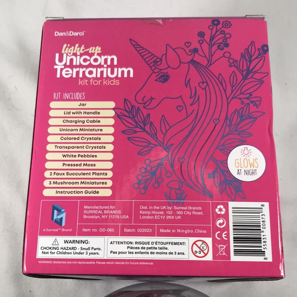Light Up Unicorn Terrarium Kit Fantasy Night Glowing Gardening